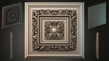 Round decor, rosettes Ceiling medallion with rosette and scroll 3d model