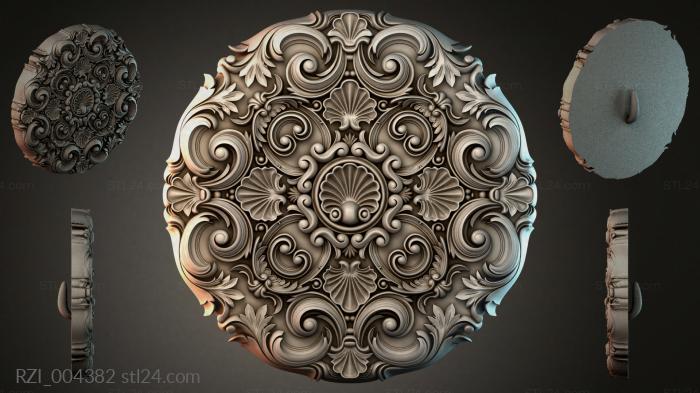 Круглый декор, розетки (RZI_004382) 3D модель для ЧПУ станка