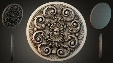 Round decor, rosettes Round rosette with volutes and shells 3d model