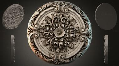 Round decor, rosettes Round rosette with volutes and acanthus leaves 3d model