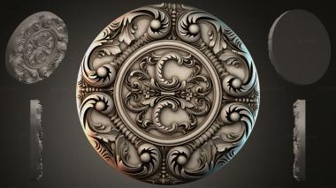 Round decor, rosettes Round overlay with acanthus scrolls and a medallion 3d model