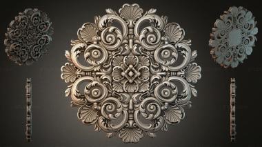 Round decor, rosettes Baroque ornament with volutes and shells 3d model