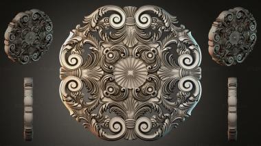 Round decor, rosettes Carved ornament with curls and spirals for CNC 3d model