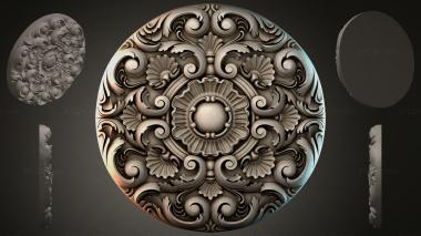Round decor, rosettes Round rosette with volutes and fan elements 3d model