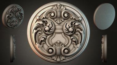 Round decor, rosettes Round rosette with acanthus scrolls and a central shield 3d model