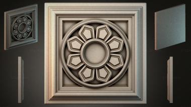 Round decor, rosettes Square rosette with a flower and eight petals 3d model