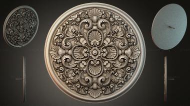 Round decor, rosettes Round medallion with scrolls and shells 3d model