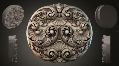 Round decor, rosettes Round rosette with Juno mask and volutes 3d model