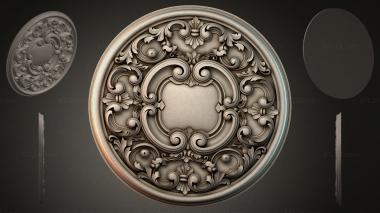 Round decor, rosettes Ceiling rosette with baroque scrolls and a cartouche 3d model