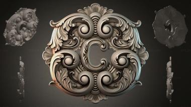 Round decor, rosettes Acanthus ornament with rosettes and scrolls 3d model