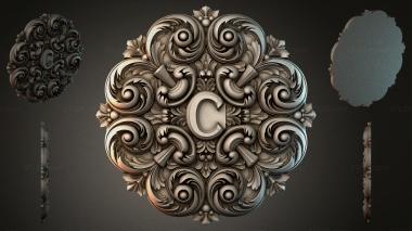Round decor, rosettes Rosette with symmetrical spirals and a central cartouche 3d model