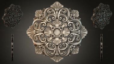 Round decor, rosettes Baroque rosette with volutes and fan-shaped shells 3d model