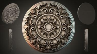 Round decor, rosettes Ceiling rose with spiral ornament and central medallion 3d model