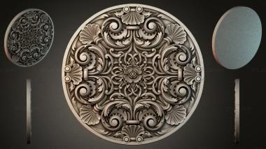 Round decor, rosettes Round rosette with volutes and shells 3d model