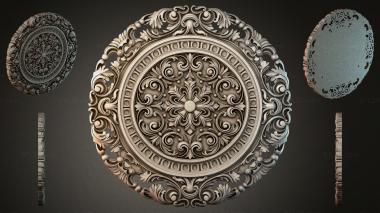 Round decor, rosettes Round rosette with acanthus scrolls and a floral center 3d model