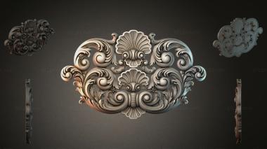 Round decor, rosettes Cartouche with volutes and shells for CNC 3d model