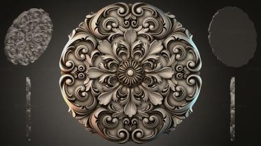 Round decor, rosettes Round relief rosette with acanthus and volutes 3d model