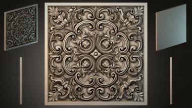 Round decor, rosettes Panel with volutes and acanthus leaves 3d model