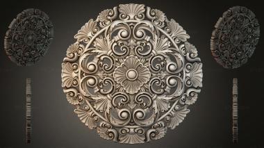 Round decor, rosettes Round rosette with volutes and shells 3d model