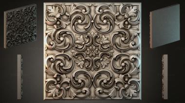 Round decor, rosettes Panel with scrollwork and rosette in Rocaille style 3d model