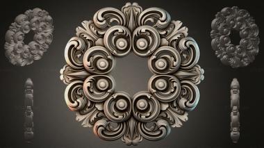 Round decor, rosettes Rosette with volutes and spirals 3d model