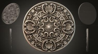 Round decor, rosettes Round medallion with scrolls and shells 3d model