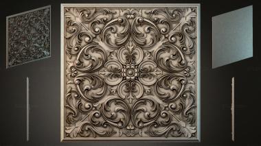 Round decor, rosettes Panel with swirl floral pattern and central flower 3d model