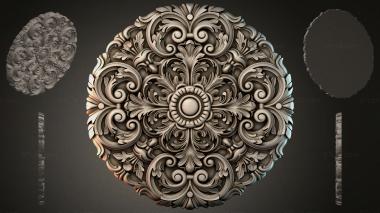 Round decor, rosettes Round rosette with volutes and a central medallion 3d model