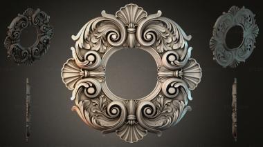 Round decor, rosettes Oval ornament with swirls and shells 3d model