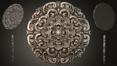Round decor, rosettes Round ceiling medallion with leaf scroll and floral center 3d model
