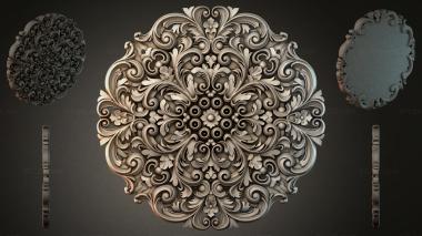 Round decor, rosettes Rosette with acanthus scrolls and floral motifs 3d model