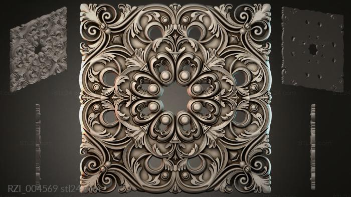 Круглый декор, розетки (RZI_004569) 3D модель для ЧПУ станка