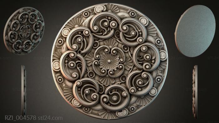 Круглый декор, розетки (RZI_004578) 3D модель для ЧПУ станка
