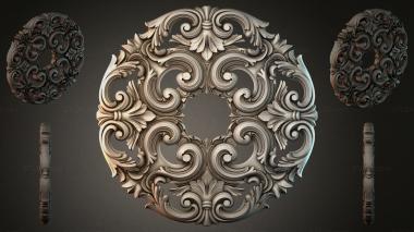 Round decor, rosettes Round rosette with volutes and acanthus 3d model