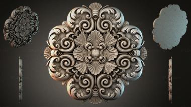 Round decor, rosettes Ceiling rosette with volutes and palmettes 3d model
