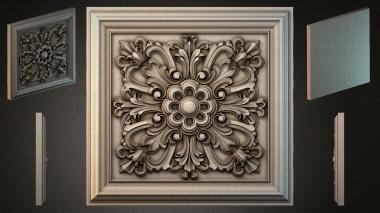 Round decor, rosettes Square panel with an openwork central pattern and volutes 3d model