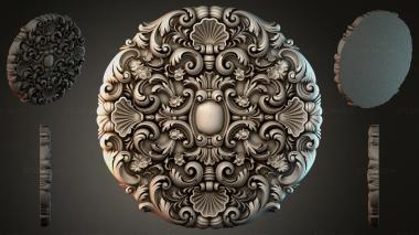 Round decor, rosettes Round 3D panel with swirls and floral patterns 3d model