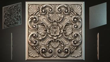 Round decor, rosettes Ceiling tile with rocaille swirls and a central flower 3d model