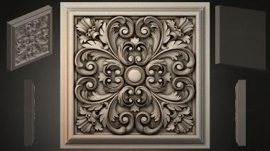 Round decor, rosettes Panel with symmetrical plant ornament and central sphere 3d model