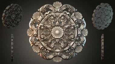 Round decor, rosettes Round composition with acanthus and spirals 3d model