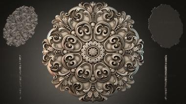 Round decor, rosettes Round rosette with volutes and a central flower 3d model