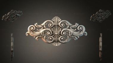 Round decor, rosettes Cartouche with volutes and shells in rocaille style 3d model
