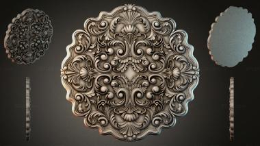 Round decor, rosettes Carved rosette with volutes and leaves 3d model
