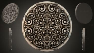 Round decor, rosettes Round medallion with curls and spirals 3d model