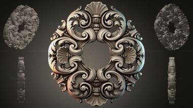 Round decor, rosettes Baroque cartouche with scrolls and shells 3d model