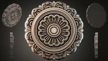 Round decor, rosettes Ceiling rose with multi-tiered ornament and radial petals 3d model