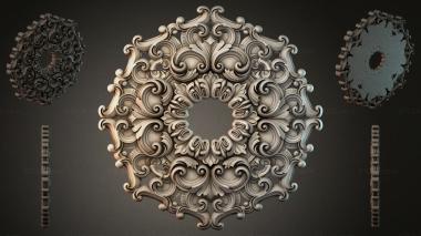 Round decor, rosettes Decorative round ornament with swirls and leaves for CNC 3d model