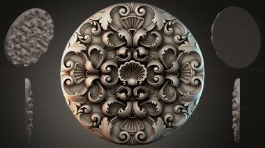 Round decor, rosettes Round rosette with volutes and shells 3d model