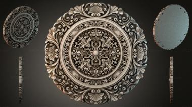 Round decor, rosettes Round rosette with volutes and floral ornament 3d model