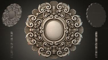 Round decor, rosettes Medallion with an oval central bowl and spiral leaves 3d model